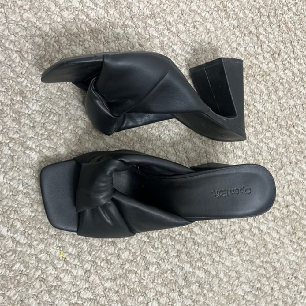 Open Edit Cora Black Block Heel Slide Sandals size 9.5